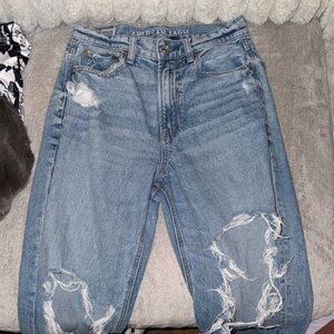 American Eagle Outfitters Blue Distressed Flare Jeans